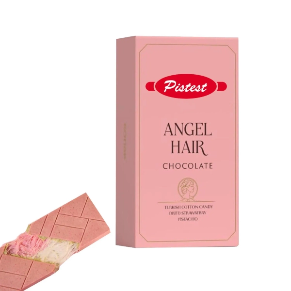 ANGEL HAIR Chocolate Cotton Candy Bar 170g – Strawberry & Pistachio Flavor – Premium Candy Gift Box – (5.9 oz, Pack of 1)