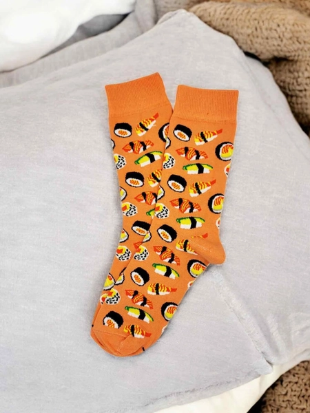 Sushi Patterned Cotton Socks: Funny Food Novelty Socks