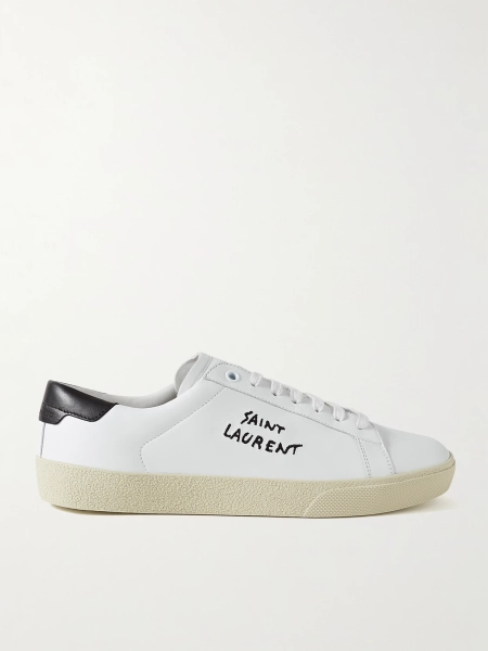 SAINT LAURENT - Court Classic Sl/06 Logo-embroidered Leather Sneakers - White