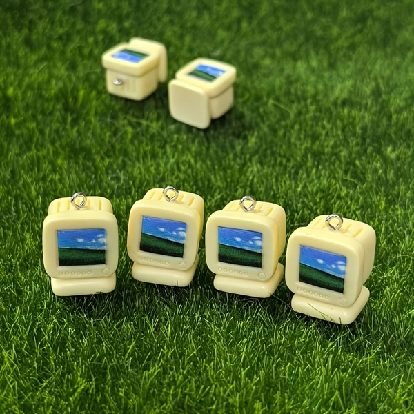 6pcs Retro CRT Computer Monitor Charms Mini Old PC Resin Pendants para Hacer Joyas Aretes Collar Adiciones