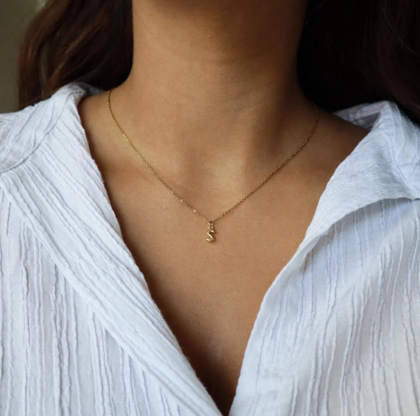 Fav Mini Bubble Letter Necklace, Initial Necklace, Personal Jewelry, Gift for Her, Bubble Letter Jewelry, Minimalist Jewelry Dainty Gold Jewelry