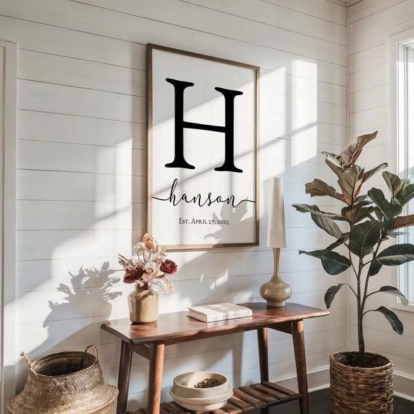 Personalized Family Name Sign - Custom Canvas Board Monogram - Perfect for Weddings, Anniversaries, Housewarmings - Handmade Rustic Decor