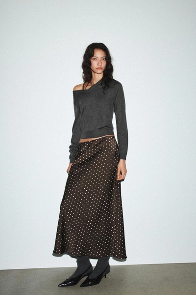 SATIN MIDI SKIRT