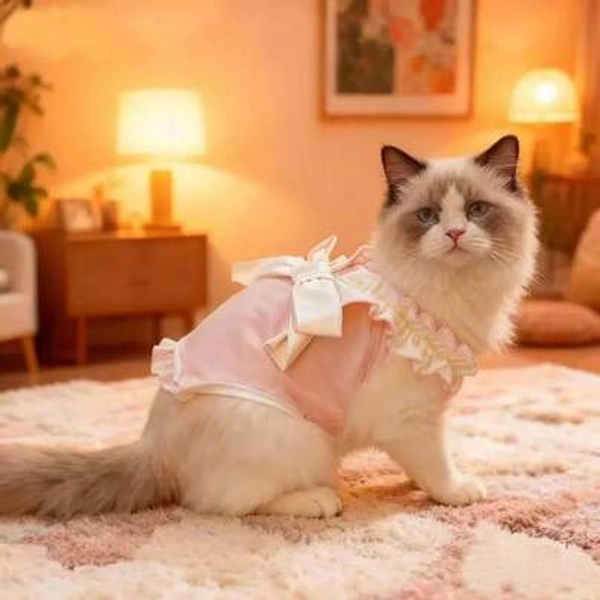 1pc Pet Cat Spay/Neuter Recovery Suit, Full Coverage Chest & Abdomen, Soft Fleece Fabric, High Elasticity, Weaning Prevention, Breathable Physiological Pants, Spay/Neuter Anti-Licking Clothing For Cats & Small Dogs - Size M Powder 1 Piece