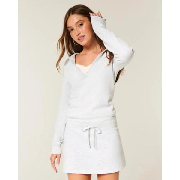 Hooded Long-Sleeve Fleece Dress