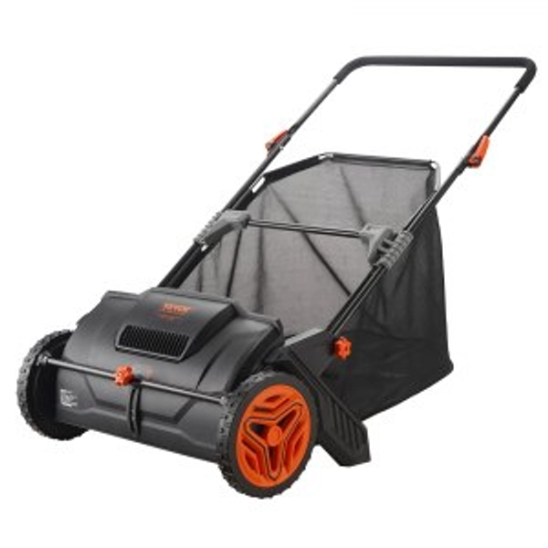 VEVOR Push Lawn Sweeper, 21inch Leaf &amp; Grass Collector, Strong Plastic Wheels &amp; Heavy Duty Thickened Steel Durable to Use with Large Capacity 3.5 cu. ft. Mesh Collection Hopper Bag, 2 Spinning Brushes
