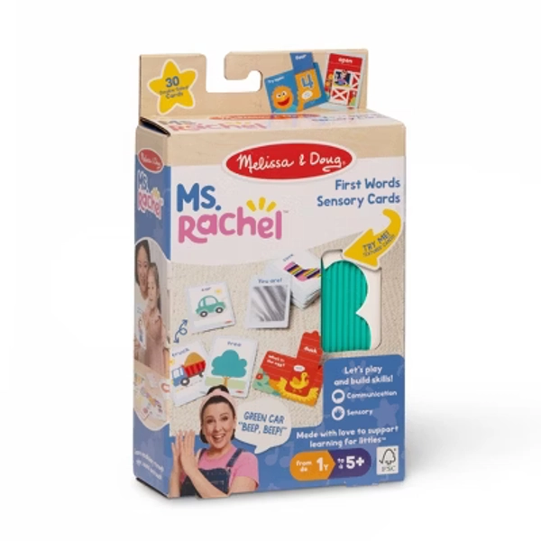 Melissa & Doug Ms. Rachel First Words Textured Sensory Flashcards Preschool Learning Toy: 30 Pieces for Memory and Emotional Skill Development