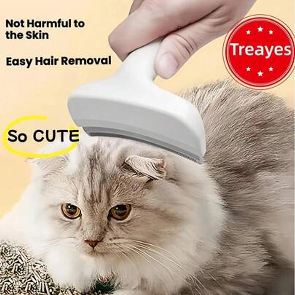 1pc Cat Deshedding Brush, Dual-Use Deshedding Brush Suitable For Short-Haired And Long-Haired Pets, Professional Pet Deshedding Tool, Gentle Hair Removal Brush Suitable For Dogs And Cats To Reduce Shedding - Size 1 PC Curved White