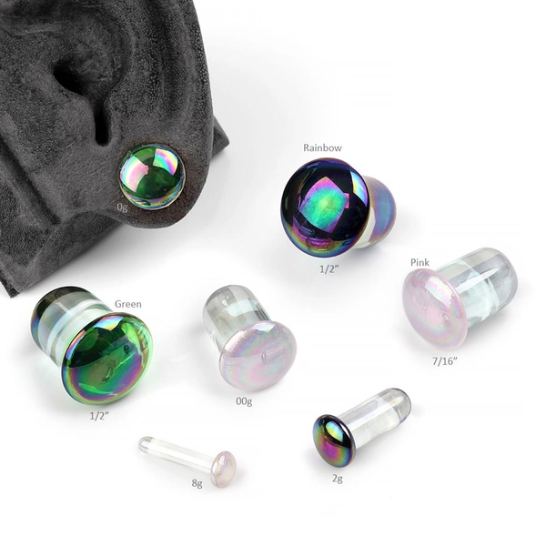 Glass Oilslick Plugs - Single Flare for Stretched Lobes