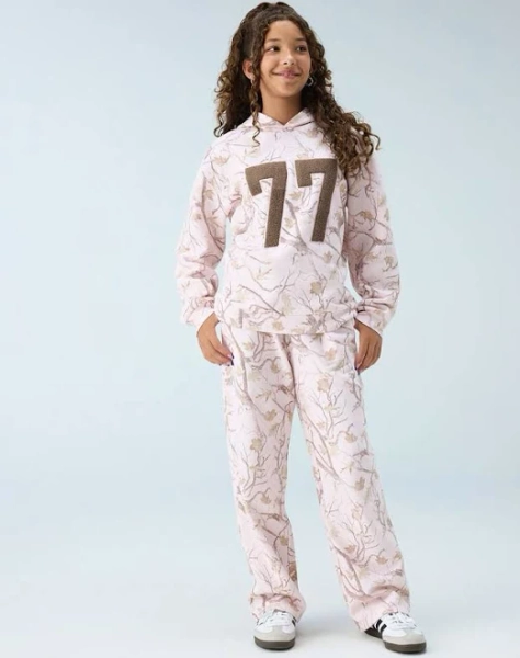 Full Tilt Camo Girls Wide Leg Sweatpants - Pink Combo - Size: Large