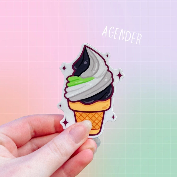 Agender Ice Cream Sticker | LGBTQIA | Subtle PRIDE Sticker | Queer | LGBTQ+ | Support Acceptance | Gender Identity | Flag Rainbow