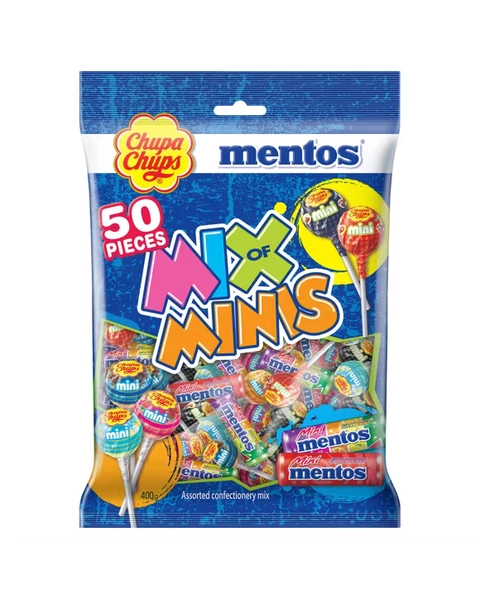 50 Piece Chupa Chups Mentos Mix of Minis Bag 400g