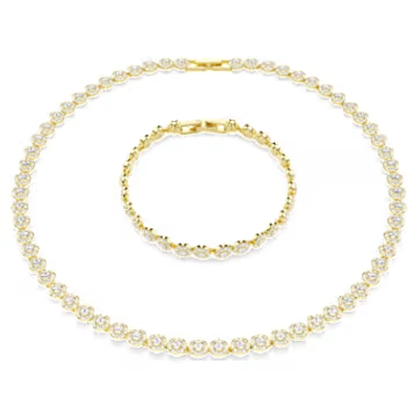 Parure Una Angelic, Taille ronde, Blanc, Placage de ton or