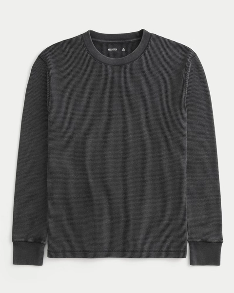Relaxed Long-Sleeve Thermal Crew T-Shirt