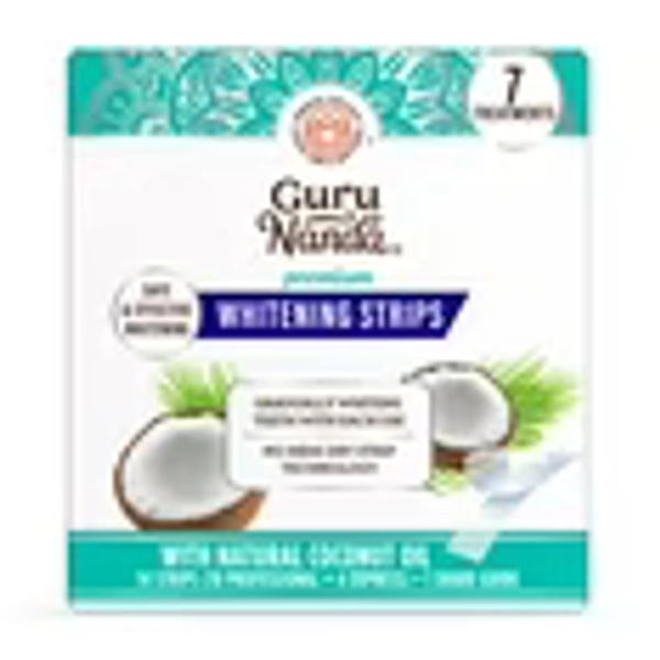 GuruNanda Teeth Whitening Strips - At Home Kit - Infused with Coconut Oil - 7 Treatments