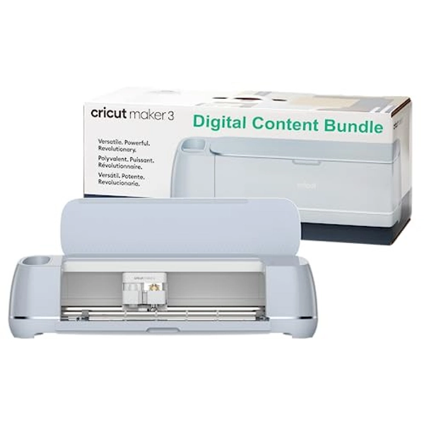 Cricut Maker 3 & Digital Content Library Bundle - Includes 30 images in Design Space App - Smart Cutting Machine, 2X Faster & 10X Cutting Force, Cuts 300+ Materials, Blue