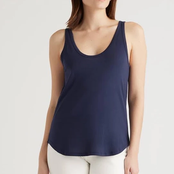 Quince Women's Cotton Modal Double Scoop Neck Tank Top