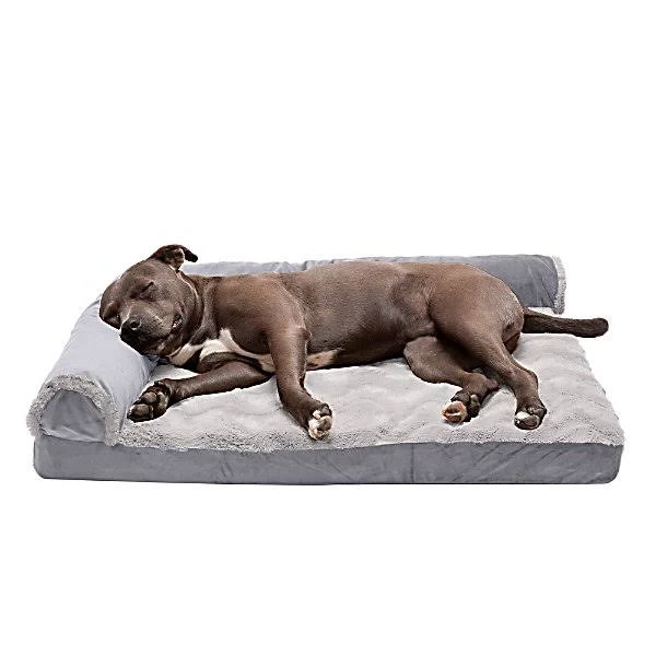 Wave Fur and Velvet Orthopedic Deluxe Chaise Lounge Pet Bed FurHaven
