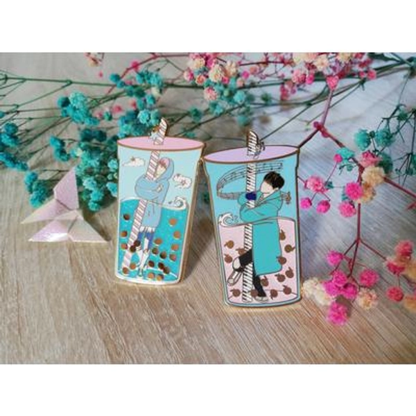 BTS Jimin & Yoongi SUGA Bubble Tea Enamel Pin
