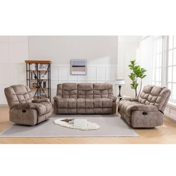 Red Barrel Studio 3-Piece Modern and Overstuffed Soft Manual Reclining Living Room Set