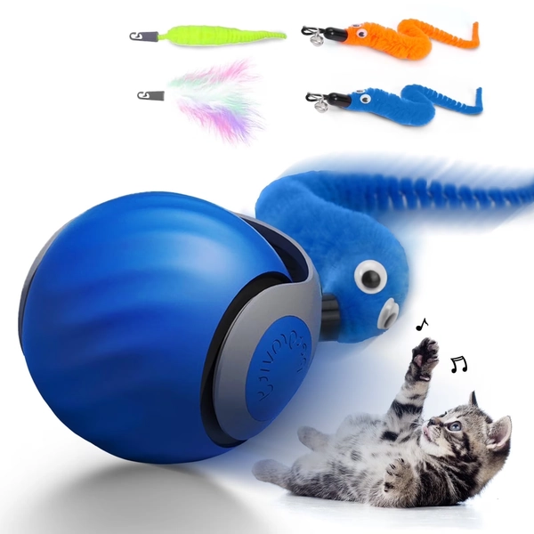 Inadays Cat Toys for Indoor Cat Toy Smart Interactive Cat Toy Ball Rechargeable Two Speed Adjustment for Bored Indoor Adult Cats, Blue - Walmart.com