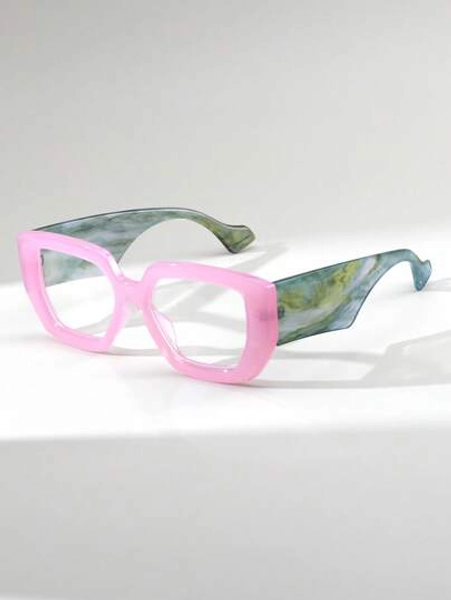 1pc Women's Vintage Square Leopard Print Decorative Flat Glasses, Suitable For Daily Wear, Outdoor Shopping, Photography