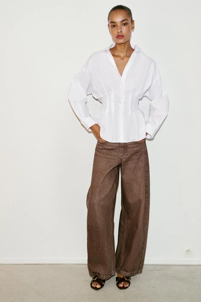 PLEATED POPLIN SHIRT