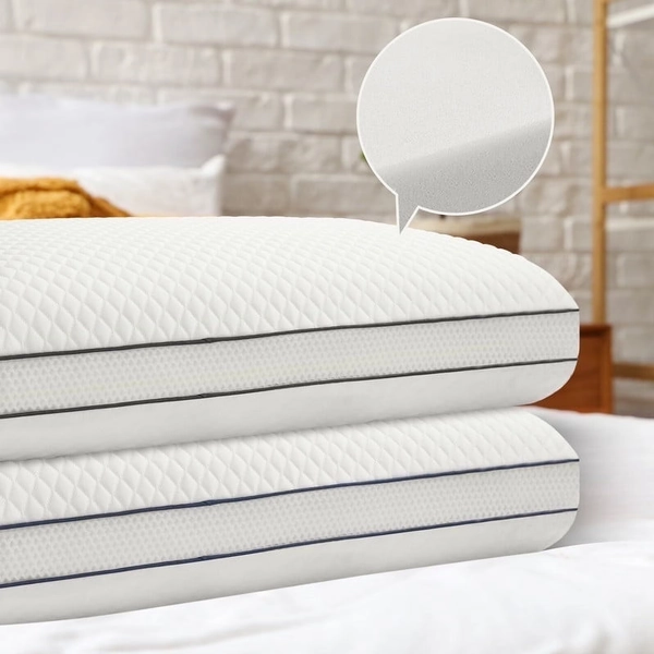 JUSTLET Memory Foam Pillows Set of 2，Cooling Pillows for Back，Side，Stomach Sleepers，Removable and Washable Cover，Neck & Shoulder Support，27.56x15.75x5.51 Inch