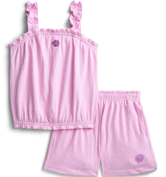 Wonder Nation Girls 2-Piece Bubble Tank Top and Shorts Outfit Set