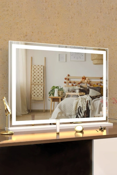 Vanity Mirror with Lights,3 Lighting Modes,Touch Screen Control,Tabletop Cosmetic Mirror For Bedroom