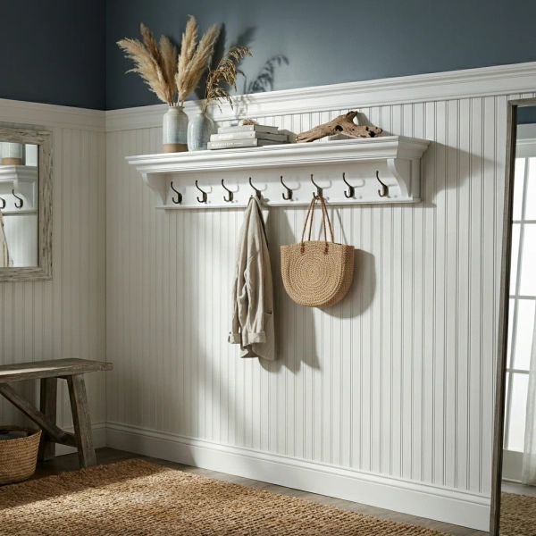 Lark Manor™ Angellique Solid Wood 8 - Hook Wall Mounted Coat Rack in Classic White & Reviews | Wayfair