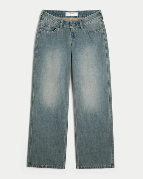 Ultra Low-Rise Dark Wash Baggy Jeans