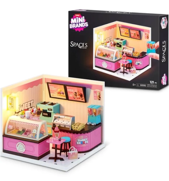 Mini Brands Mini Spaces Sweet Scoop LED Light Up Miniature Ice Cream Shop Playset
