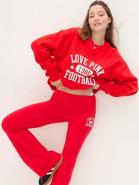 All-Day Cotton Foldover Flare Leggings