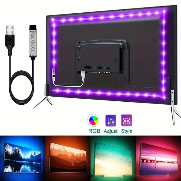 [TV LED Backlight Strip] 1 Set 196inch For TV LED Backlight 22-65 Inches, Smart TV LED Lights Are Dimmable In 8 Colors, Dynamic Mode, Sensitive And Adjustable TV Light Strip Is Suitable For Game Room, TV Background Decoration Eid Al-Adha Mubarak
