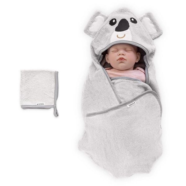 Navaris Badetuch Baby Handtuch mit Kapuze und Waschlappen - Set aus Bambus, (1-St)