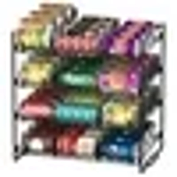 stusgo 4 Tiers Stackable Can Rack Organizer, Wear-Resistant Upgrade Beverage Food Can Dispenser Holder Holds up to 48 Cans for Kitchen Cabinet and Pantry (Black)