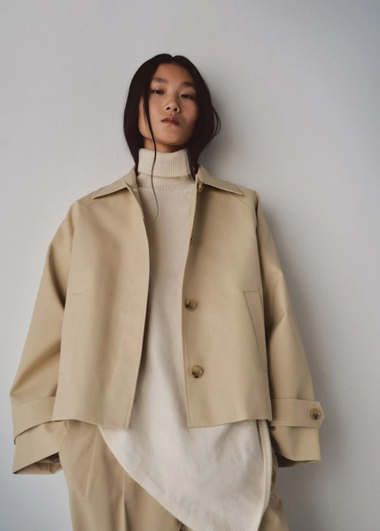 Oversized short trench coat - Women | MANGO USA