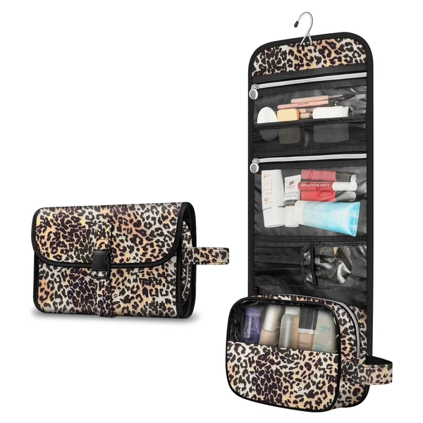 Fintie Portable Toiletry Cosmetic Travel Bag, Large Water Resistant Hanging Makeup Organizer Storage Pouch Case for Women Girls (Leopard) - Walmart.com