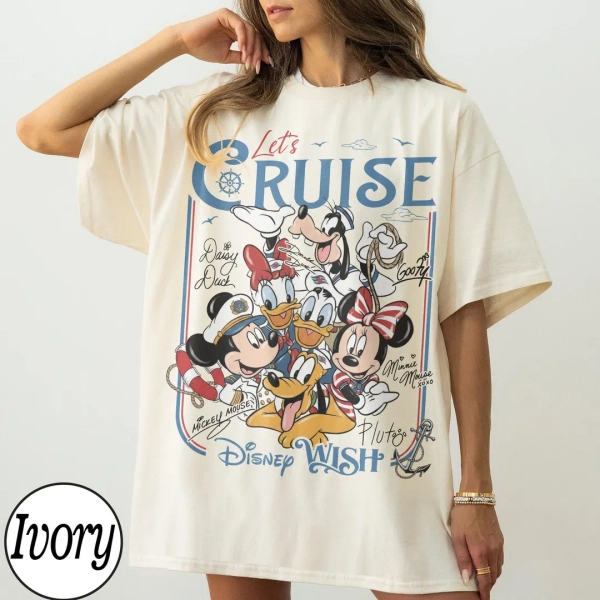 Customize Disney Mickey and Friends Let's Cruise Line Shirt, Family Cruise Vacation 2026 Matching Tees, Disney Magic Wonder Fantasy Wish Tee - Etsy