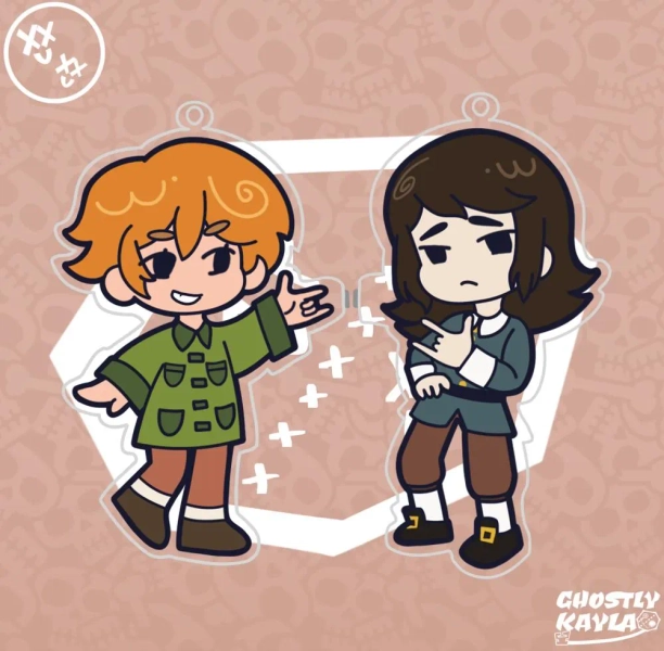Haunted Hotel Abbadon and Esther Magnetic Keychains