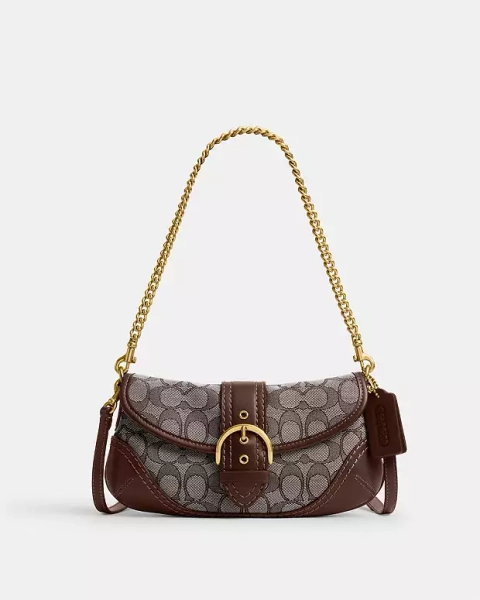 Brass/Oak Maple Soho Bag 25 In Signature Jacquard