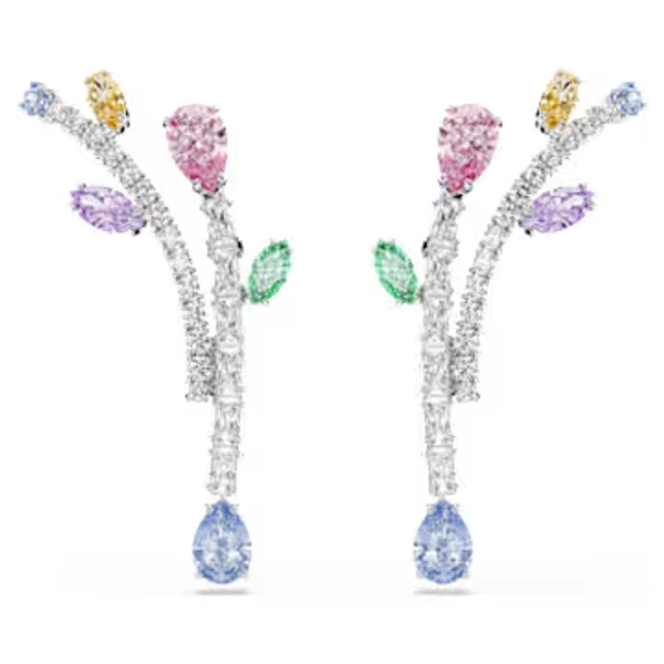 Ariana Grande x Swarovski drop earrings, Mixed cuts, Multicolored, Rhodium plated