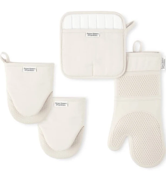Better Homes & Gardens 4-Piece Oven Mitt, Potholder, Mini Mitt Set