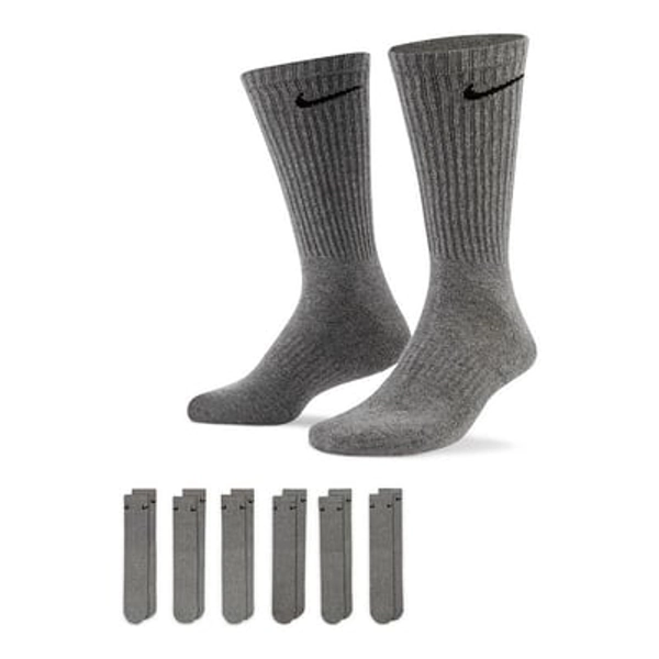 Men's Nike 6-Pack Everyday Cushioned Crew Training Socks, Size: 6-8, Gray