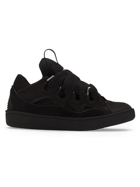Lanvin Curb Leather Sneakers - Black - Size 14