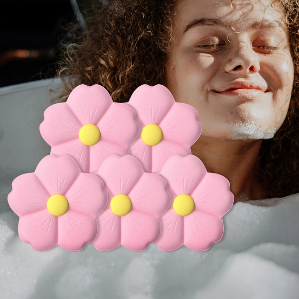 5pcs Sakura Bubble Bath Bomb 2.82Oz, Gentle Cleansing Body, Birthday Holiday Gift for Valentines Day Christmas Thanksgiving Day
