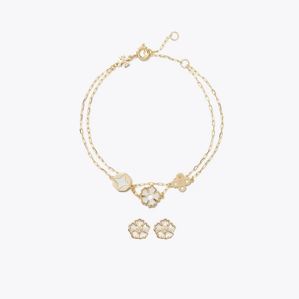 Forget Me Not Bracelet and Earrings Gift Set in yellow, size OS