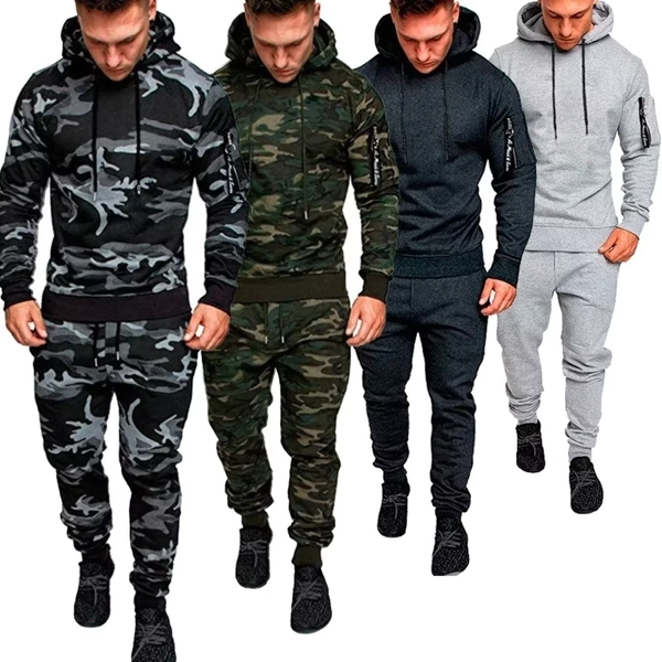 Men's Tracksuit Military Hoodie Sets Camouflage Hooded Leisure Suit Man Sweatshirt Pants Tactical Sweat Sports Suit - AliExpress 200000343