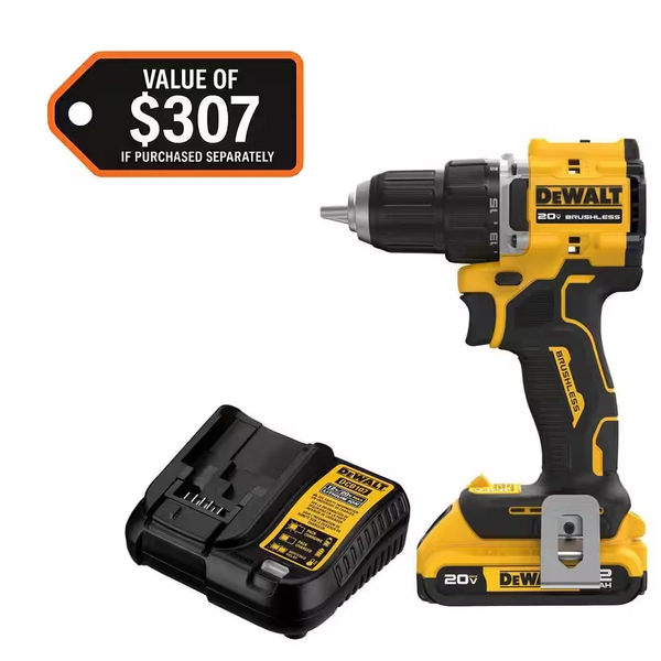 DEWALT Atomic 20V Lithium-Ion Cordless Compact 1/2 in. Drill/Driver Kit with 2.0Ah Battery and Charger